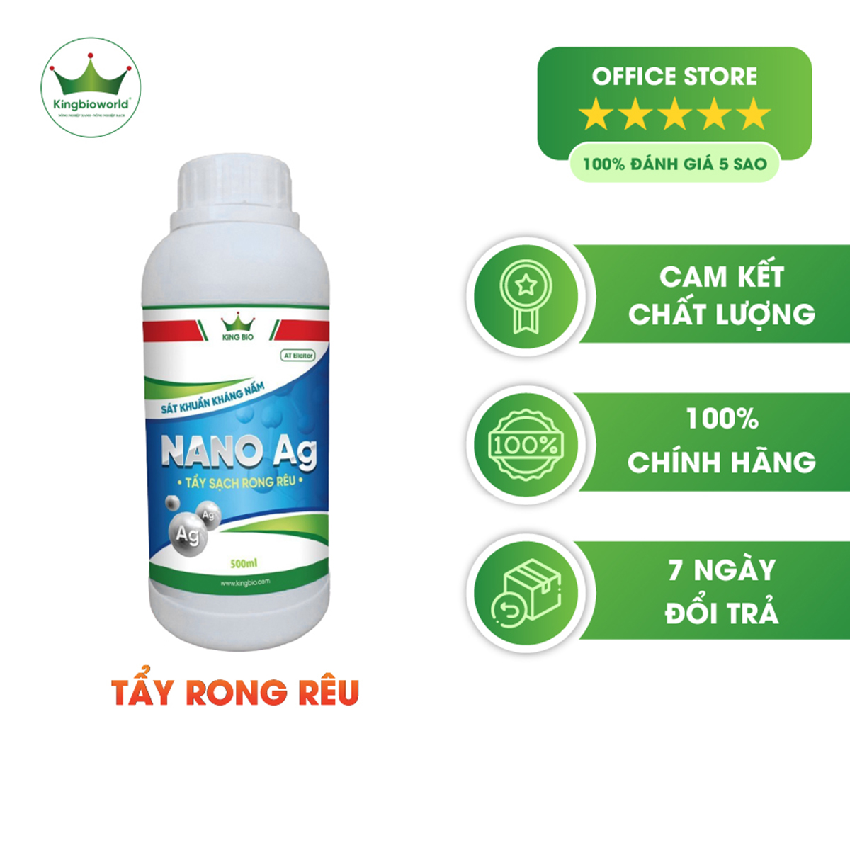 King Nano Ag - Nano sát khuẩn kháng nấm, Tảy sạch rong rêu, tăng khả năng hấp thụ dinh dưỡng và chống chịu sâu bệnh