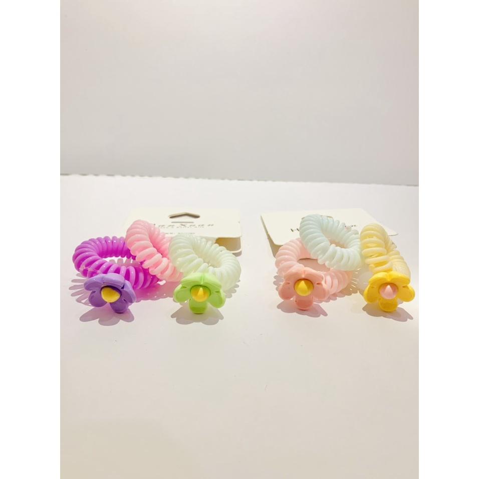 SET3 - CỘT XOẮN MÀU TRƠN ĐÍNH HOA XINH XẮN HÀN QUỐC - NUNAM SHOP