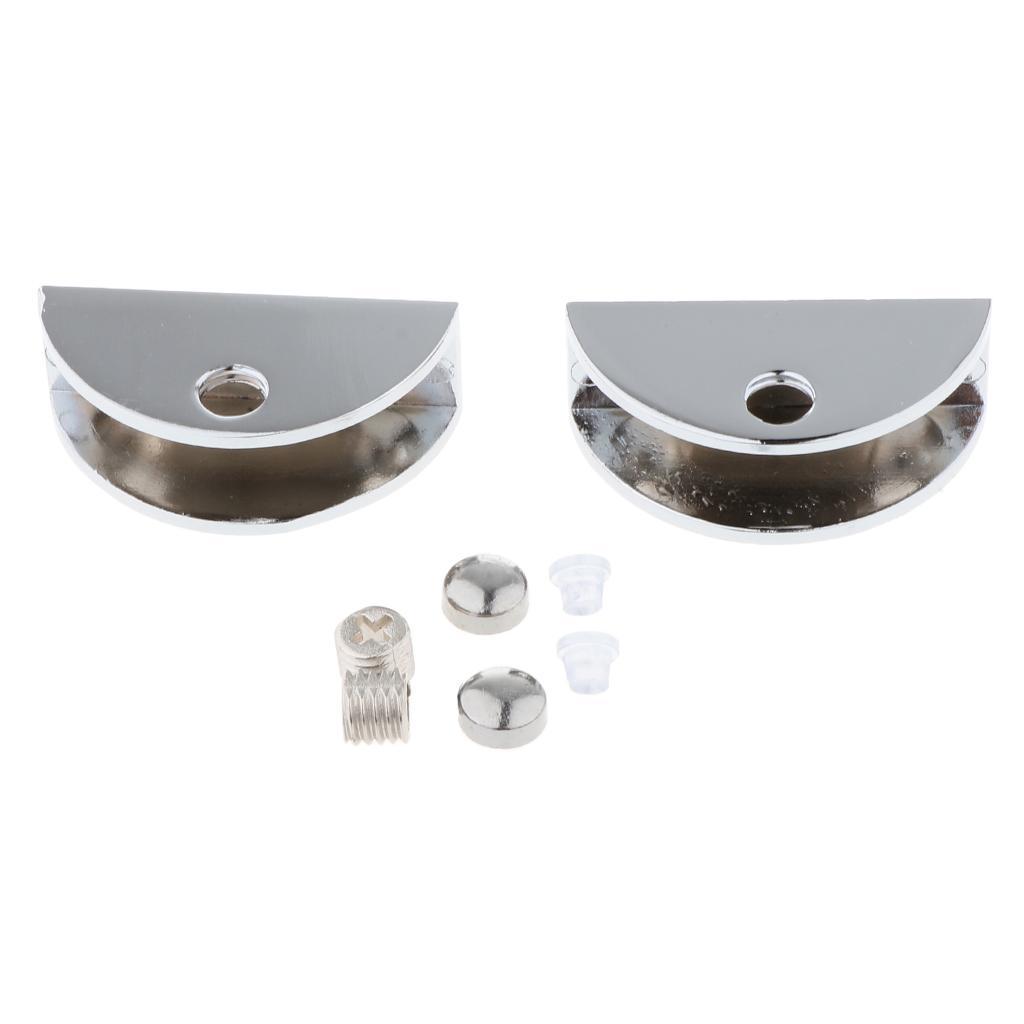 3x2pc Zinc Alloy Fixed Glass Half Circle Adjustable Glass Brackets 8-10mm