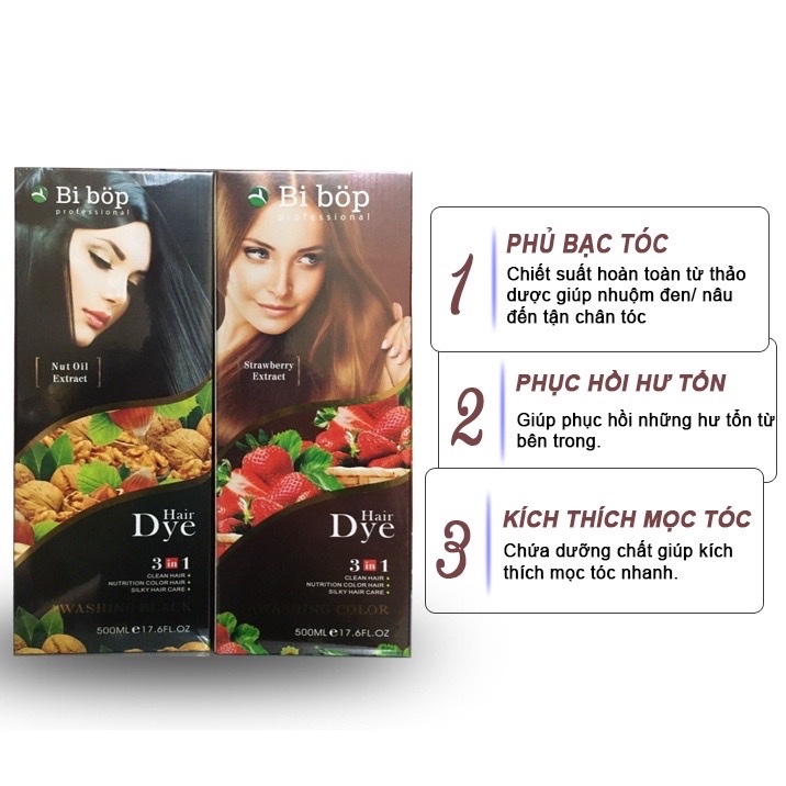 Dầu Gội Phủ Bạc Chai 500ml Thảo Dược – An Toàn, Dịu Nhẹ, Không Cay