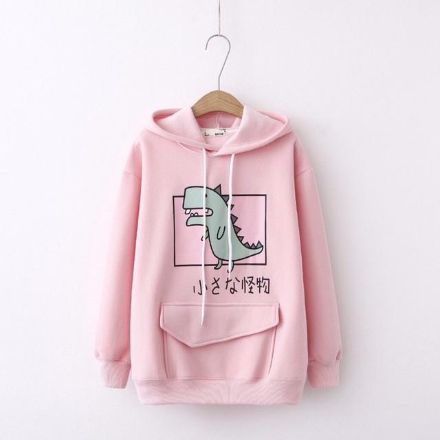 Áo hoodie nữ in hình khủng long