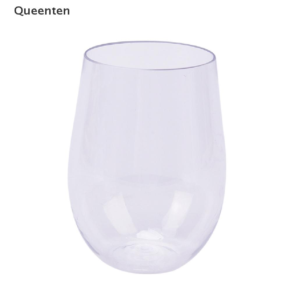 Queenten 4 Pcs Unbreakable Wine Glasses Shatterproof Plastic Glass Safe Reusable Beer Cup QT