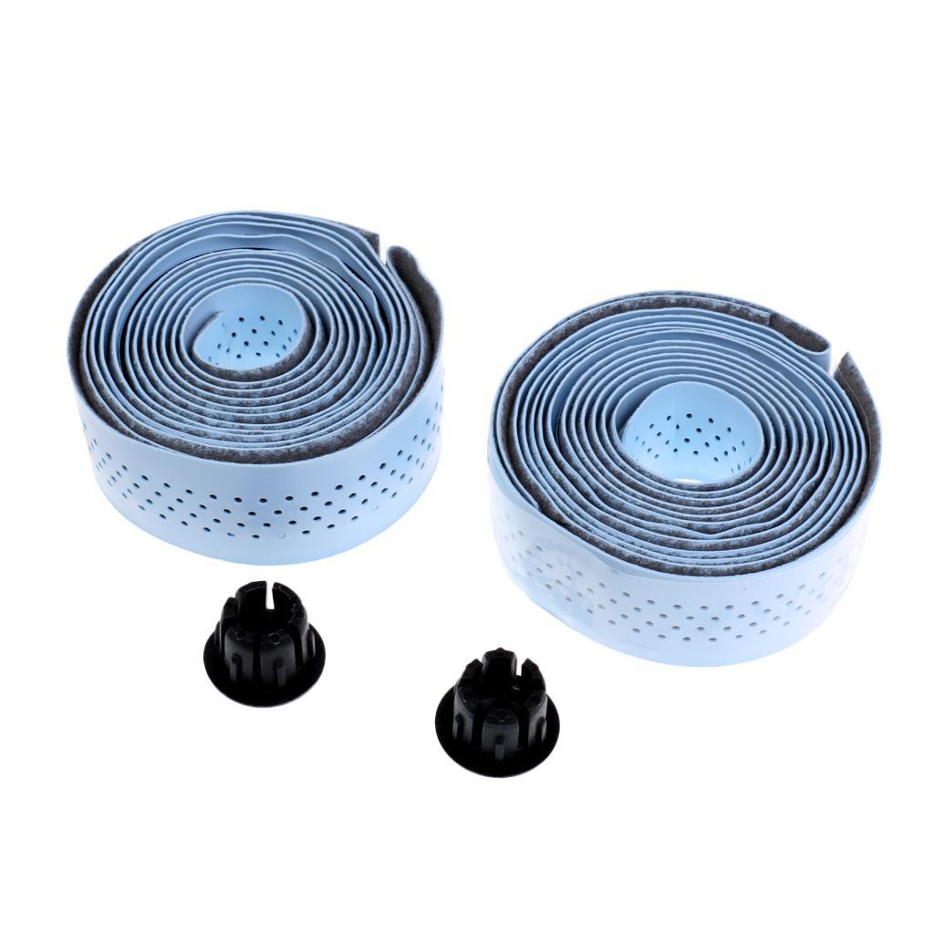 2 Pieces Cycling Road Bike Bar Tape Handlebar Tape with 2 Bar Plugs Racing Bicycle Accessories