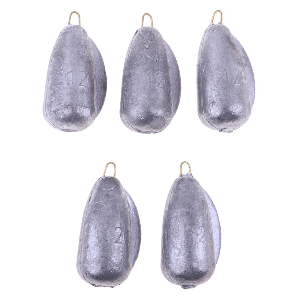 Pack of 5 Fishing Lead Weights Sinkers with Hook Carp Fishing Tackle