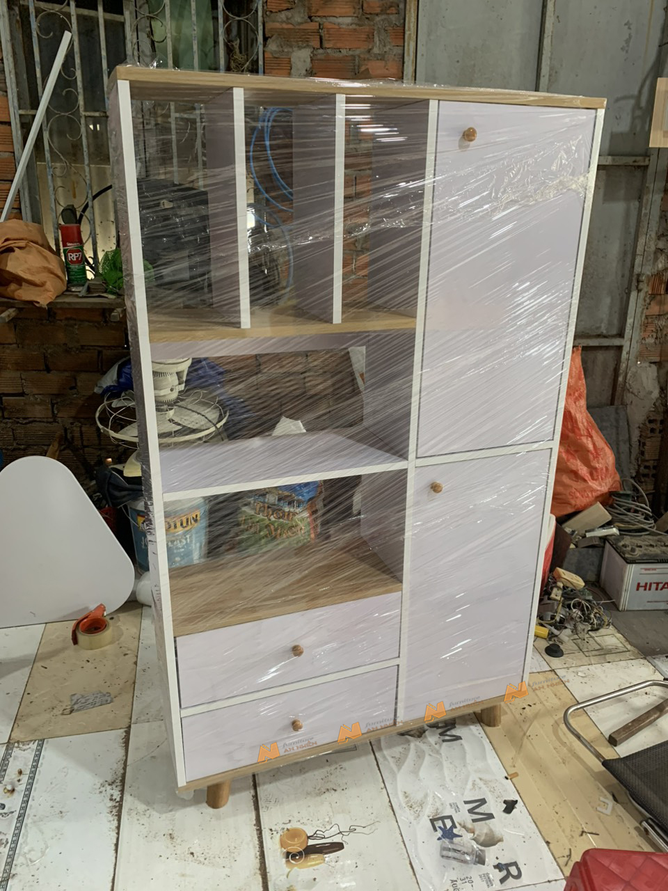 Made in VN Tủ sách kết hợp tủ để đồ cho bé tiện lợi gỗ mdf 17mm công ty Mộc Phát độ bền trên 30 năm A025