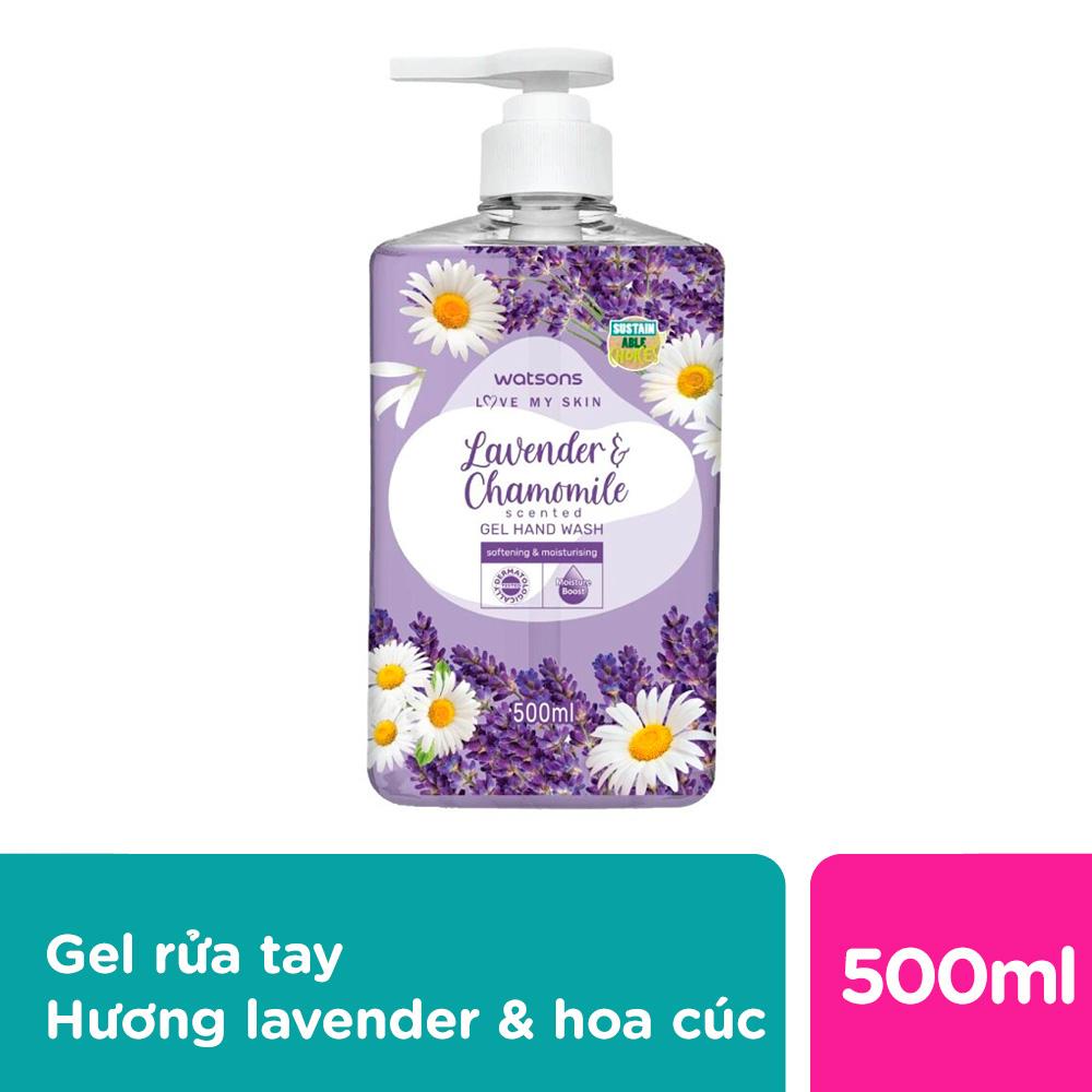 Gel Rửa Tay Watsons Love My Skin Lavender Chamomile Scented Gel Hand Wash 500ml