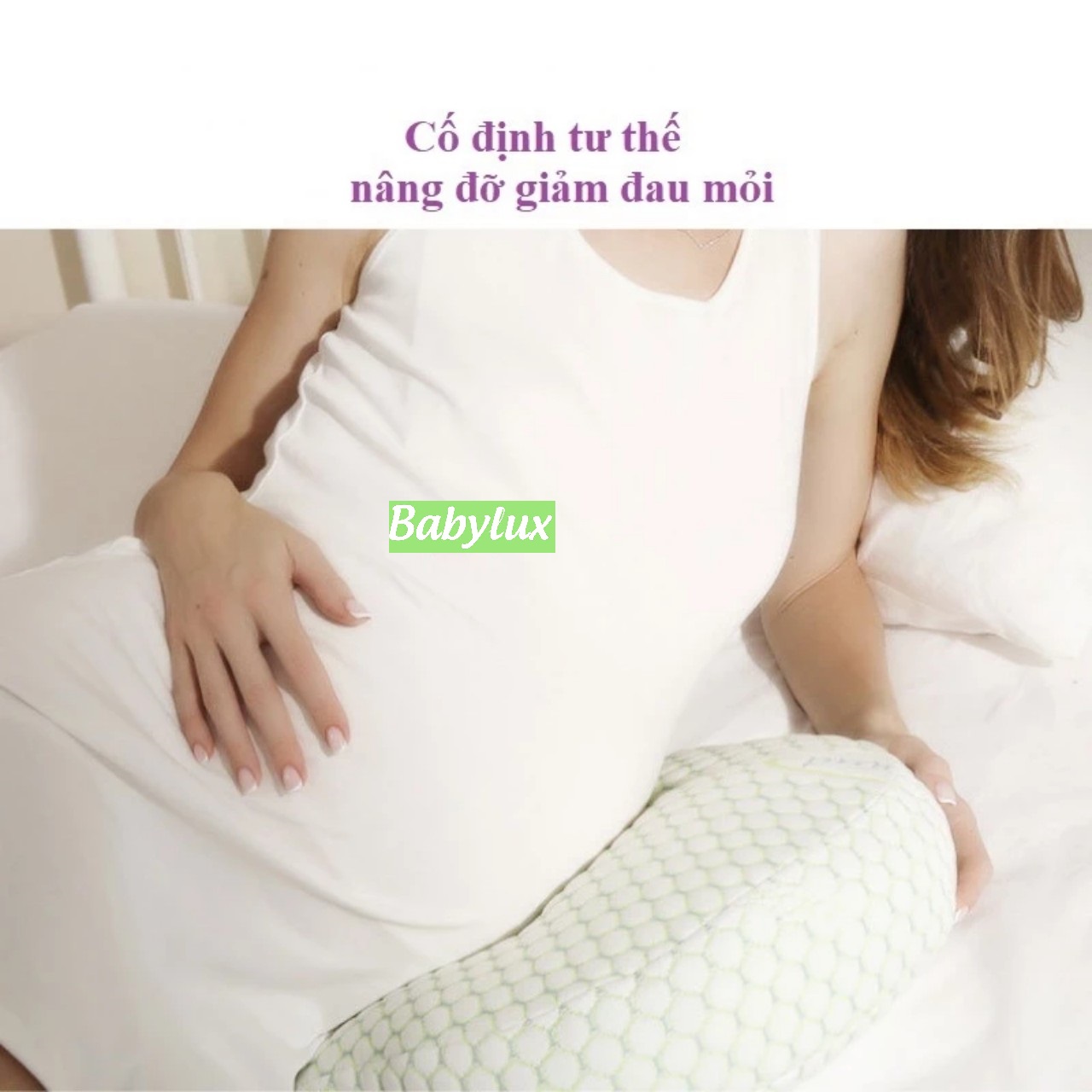 Gối cho bà bầu (Có lót) Babylux Gối bầu cánh tiên cao cấp, vải sợi tre, tặng kèm gối phụ, hỗ trợ giảm Đau lưng, ngủ ngon