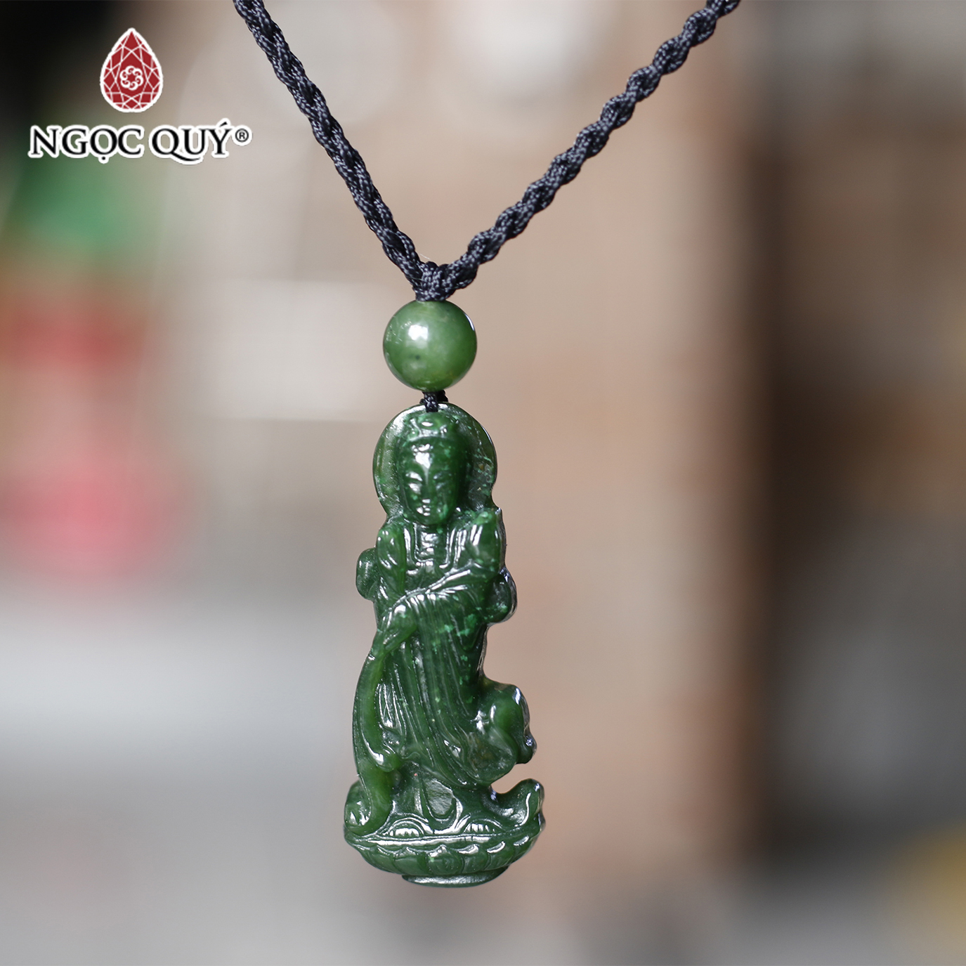 Mặt phật bà quan âm ngọc bích mệnh hỏa, mộc - Ngọc Quý Gemstones