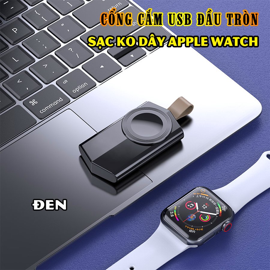 Đế Sạc Không Dây dành cho đồng hồ thông minh Apple Watch 38/40/42/44mm Series 1/2/3/4/5/6/Se cổng cắm USB cao cấp loại bỏ túi (Mã 886) - Trắng, Đen.