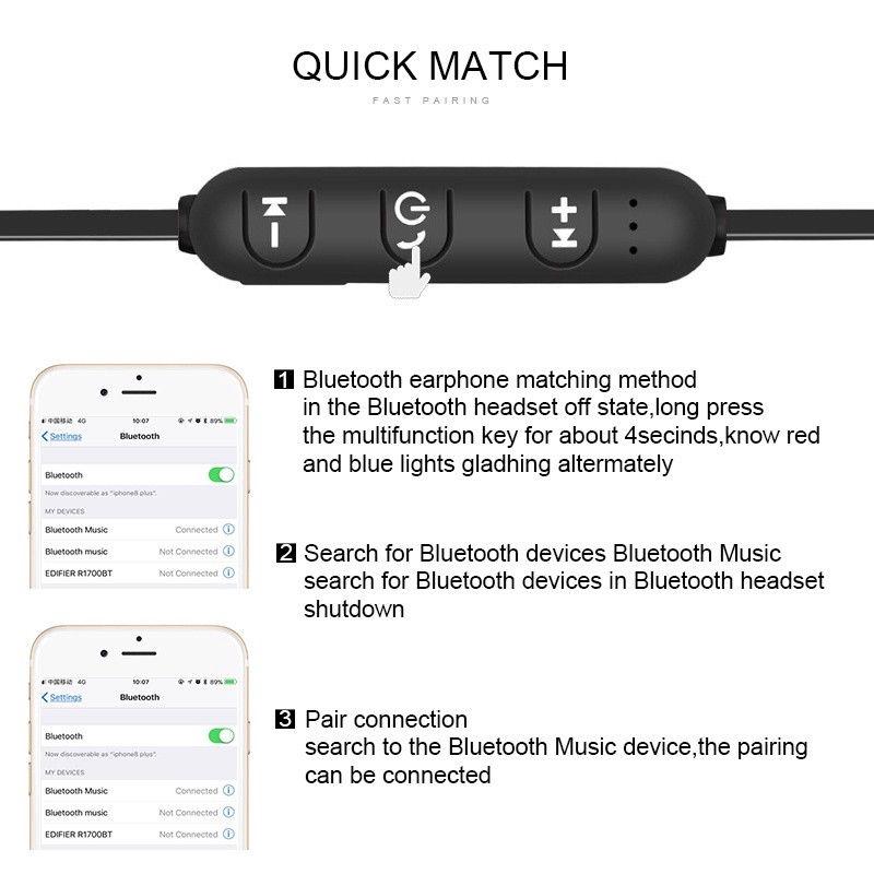 Hấp thụ từ tính Bluetooth 4.2 Tai nghe trong tai Tai nghe thể thao Tai nghe âm thanh nổi cho điện thoại