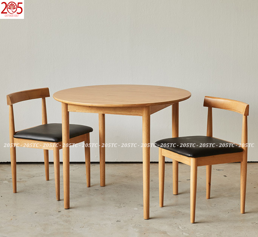 BÀN TRÒN 1M GỖ CAO SU 100% -   205TC 100cm Round Wooden Dining Table - Natural