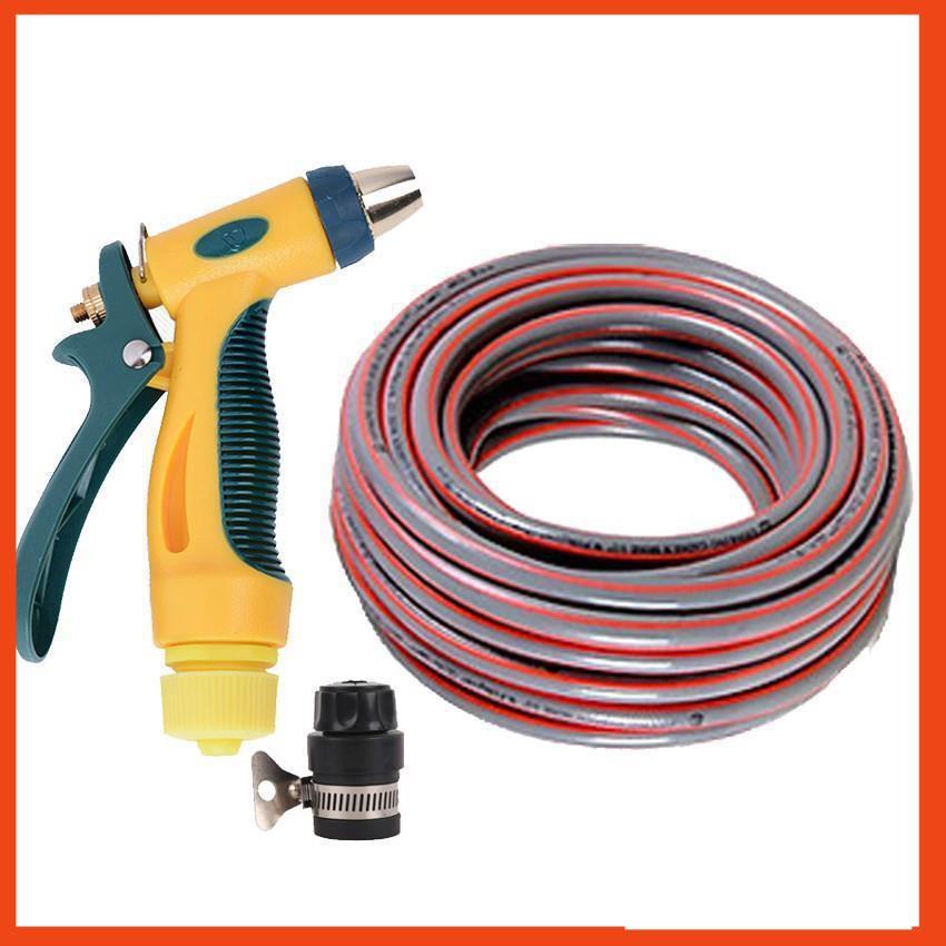 Bộ dây vòi xịt nước rửa xe,tưới cây tăng áp 3 lần 20m (nối nhựa đen 713-2)