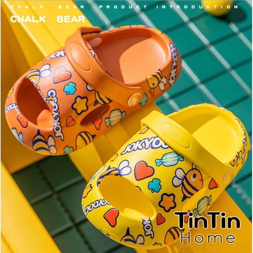 DÉP SỤC CHO BÉ TRAI, BÉ GÁI HOẠT HÌNH HỞ MŨI SIÊU ĐẸP CHALK BEAR JOKYOO, SANDAL TRẺ EM MÙA HÈ DTE09