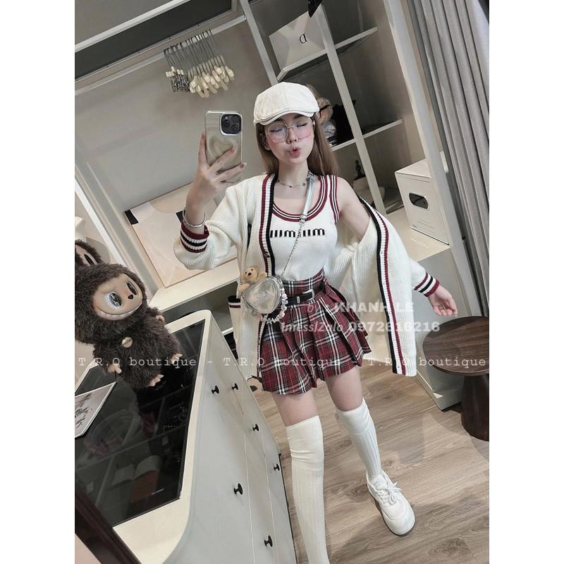 Set Len Miuiu 3 Món Kẻ Đỏ QC- HL BY JOLIE - Set