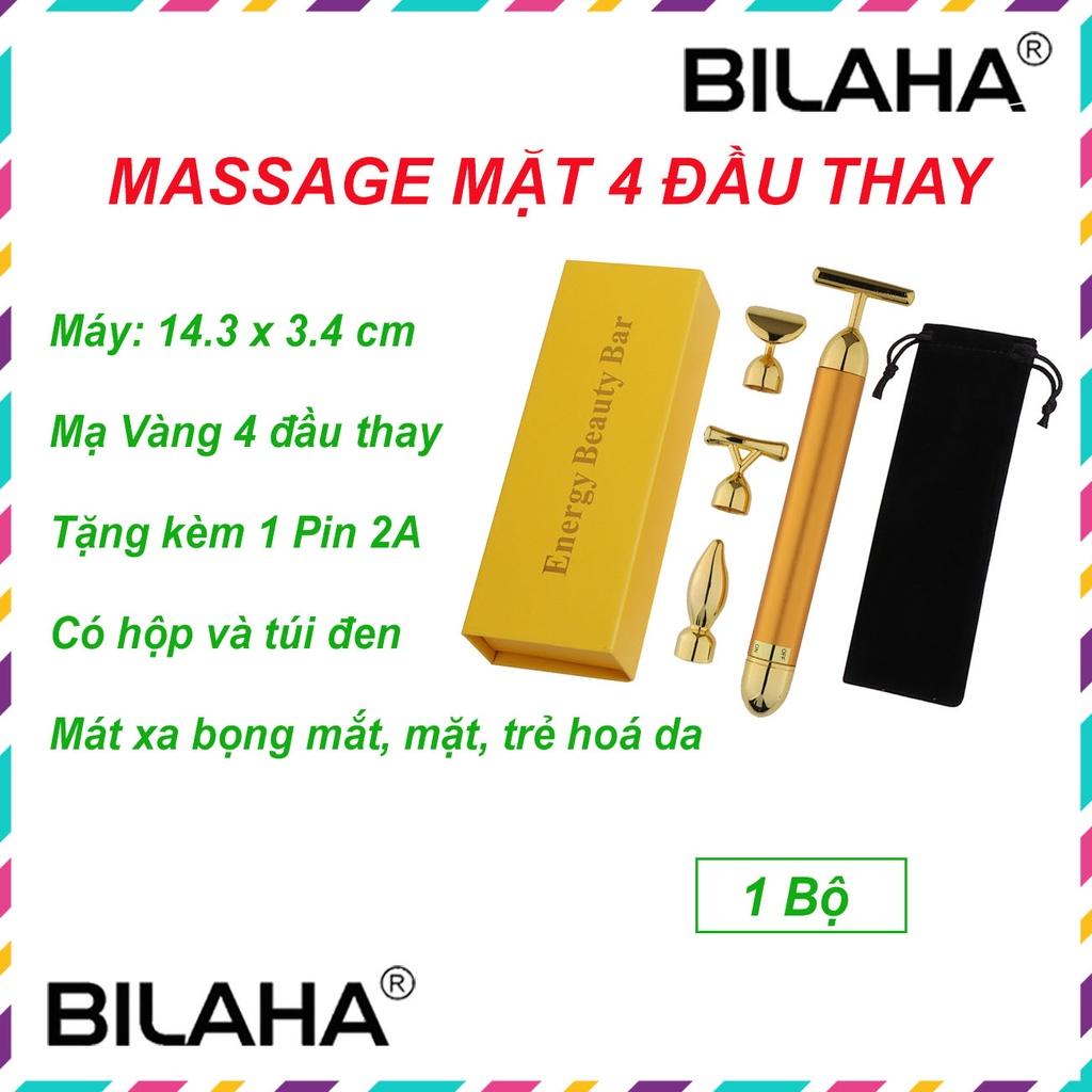 Máy massage mặt 4 đầu nâng cơ, săn chắc da mặt cải thiện nếp nhăn, bọng mắt, thâm quầng, đẩy tinh chất BILA1117