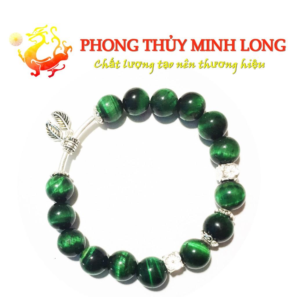 Vòng đá Mắt Hổ Xanh Lá chất lượng 5A mix phụ kiện Bạc hợp người mệnh Hỏa và Mộc