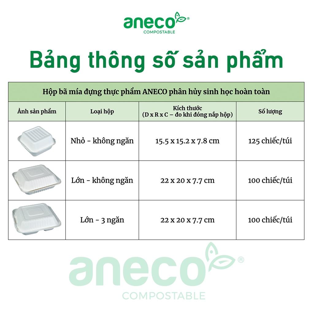 Hộp bã mía đựng thực phẩm ANECO phân hủy sinh học hoàn toàn (100-125 chiếc)