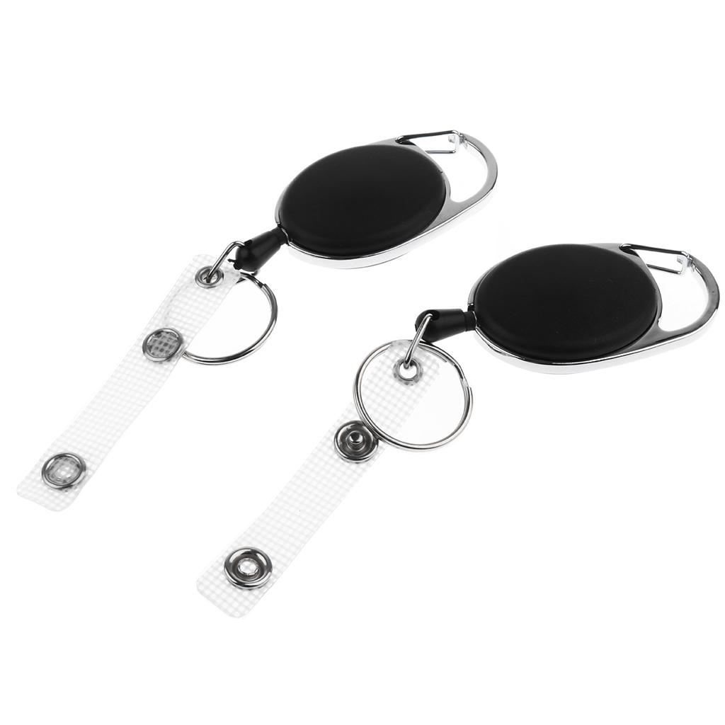 2pcs Key Retractable Clip Keychain Pull Reel Key Ring ID Cards Badge Holder