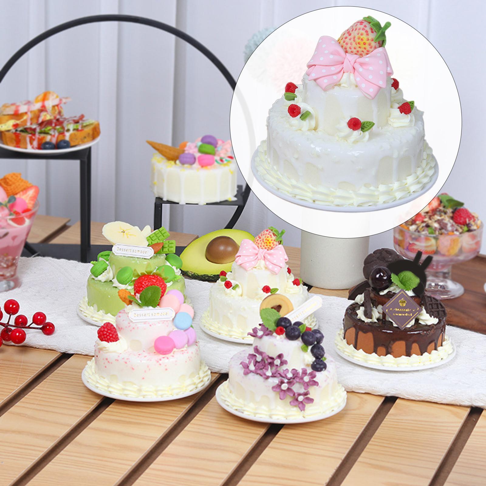 Fake Cake for Display, Artificial Cake Model Decoration Kitchen Photography Props