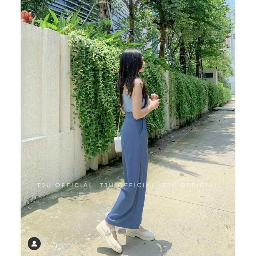 Set quần ống rộng kèm áo nhún thun hai dây sexy dễ thương