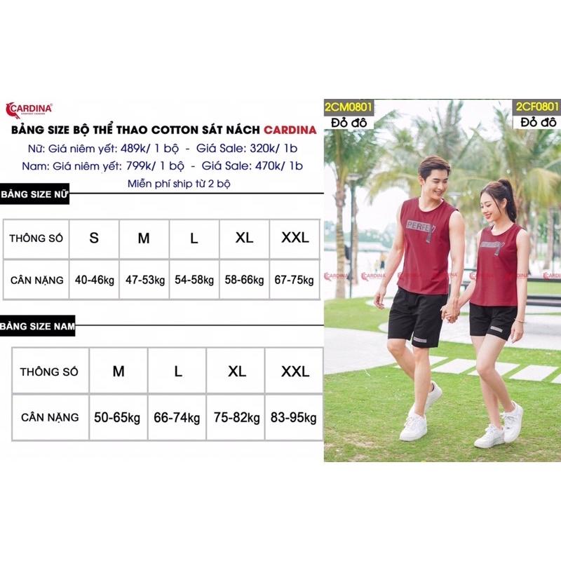 Đồ Bộ Nữ CARDINA Chất Cotton Nhật Cao Cấp Quần Đùi Áo Sát Nách Co Giãn 4 Chiều Thoáng Mát 2CF08