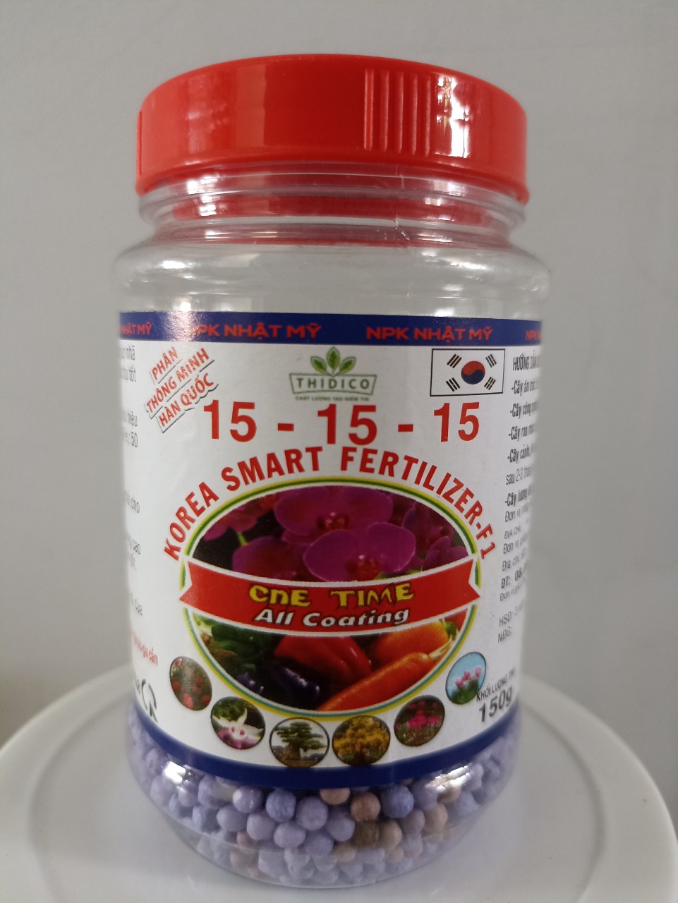 Phân tan chậm thông minh Hàn Quốc NPK 15-15-15 - chai 150 gram