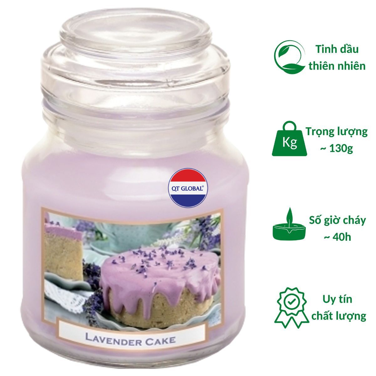 Hũ nến thơm Bartek Lavender Cake 130g QT0448 - hoa oải hương khô