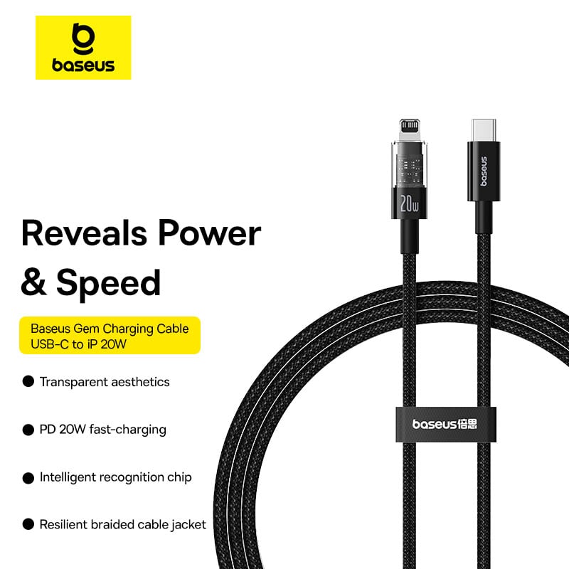 Cáp Sạc Nhanh Baseus Gem C to IP 20W (Fast-Charging Data Cable) - Hàng chính hãng