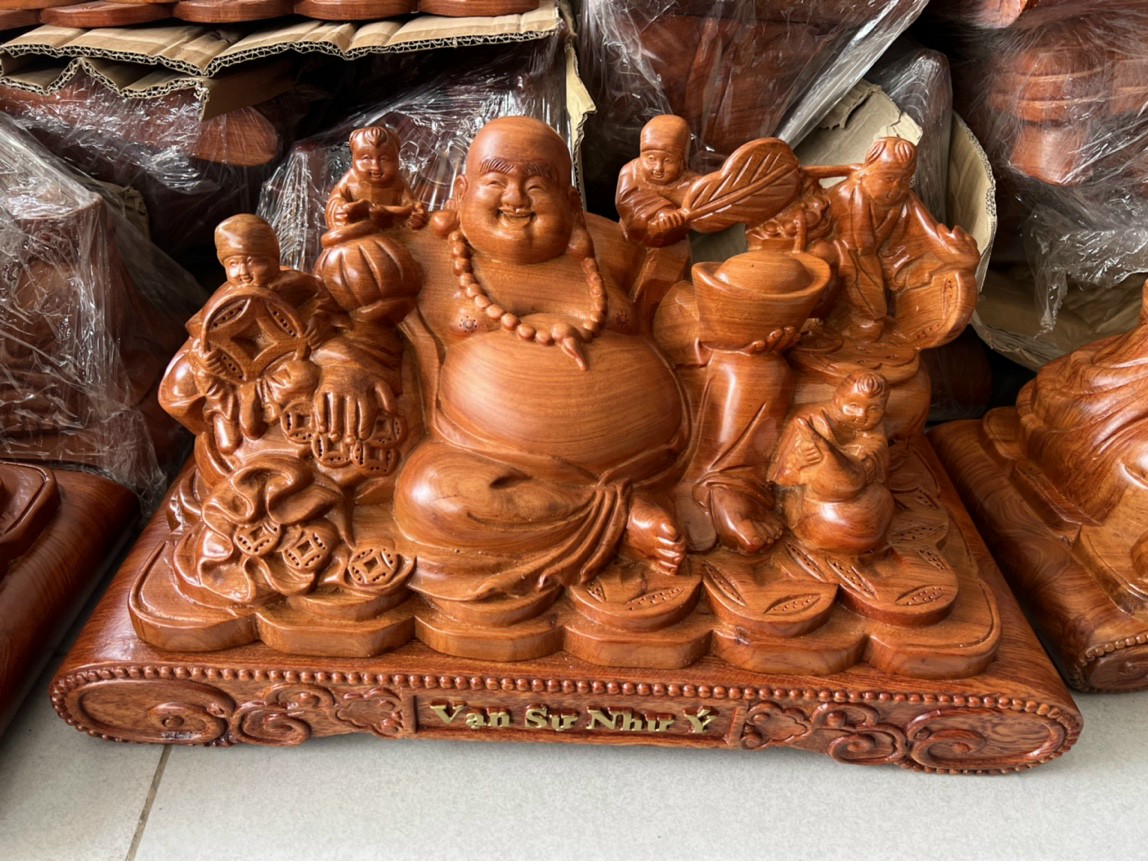 Tượng phật Di lặc ngũ phúc gỗ hương