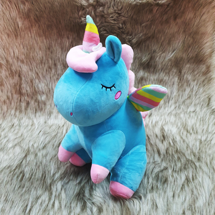 Kỳ lân unicorn nhồi bông size 40cm màu xanh