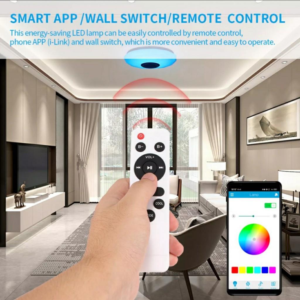 Đèn Ốp Trần Âm Nhạc 3D Bluetooth Thông Minh 2in1 Thời Trang Hiện Đại Đơn Giản hàng cao cấp