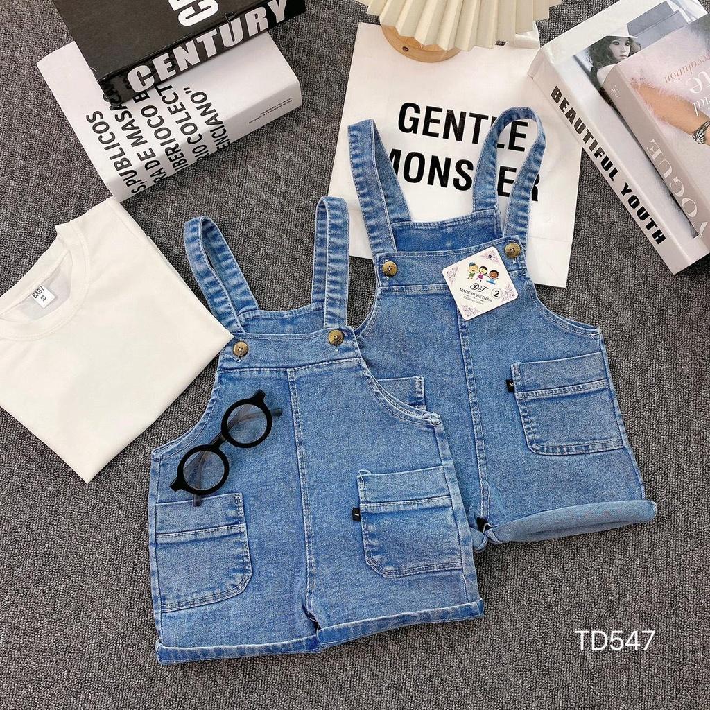 Sét yếm Jean kèm áo cotton mềm mại cho bé gái 8kg-18kg
