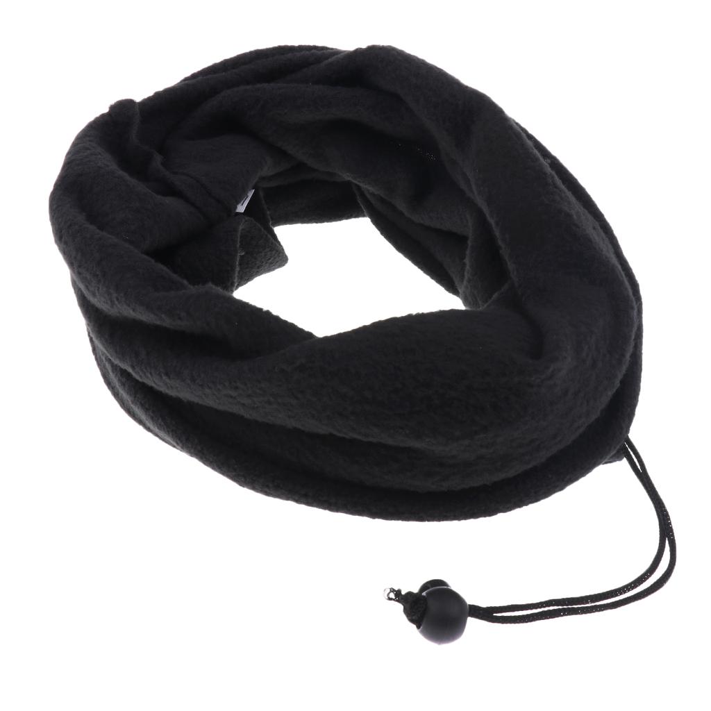 3 in 1 Snood Fleece Scarf Balaclava Neck Warmer Mask Beanie Hat Black