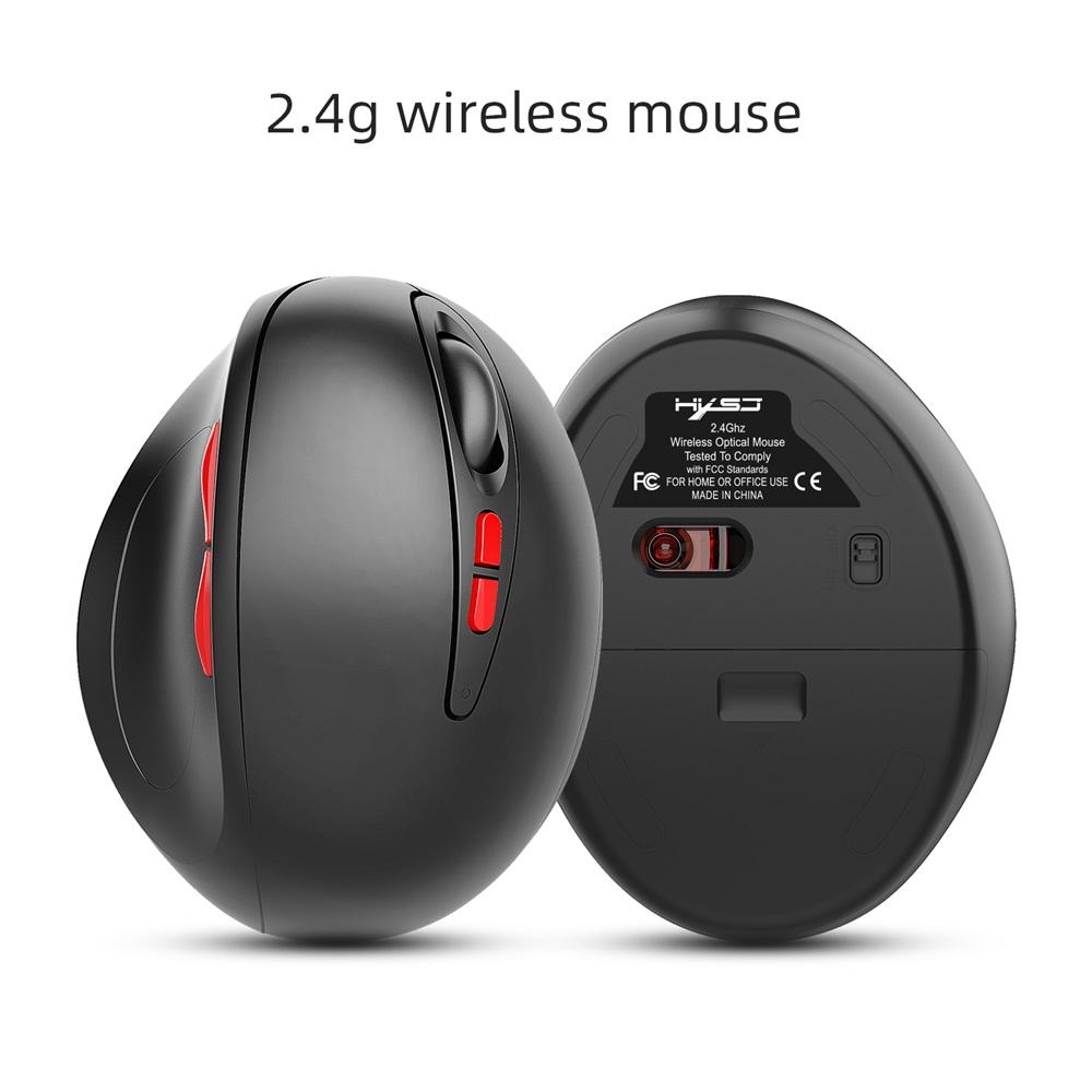 HXSJ T33 2.4GHz Vertical Wireless Mouse 7 Keys 2400DPI Mice Wireless Ergonomics Mouse for PC Laptop（Black)