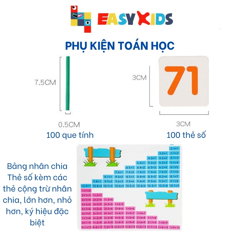 Đồ Chơi Giáo Dục Bàn Tính Toán Học Thông Minh Tặng Kèm 100 Thẻ Số 100 Que Tính Nhiều Màu