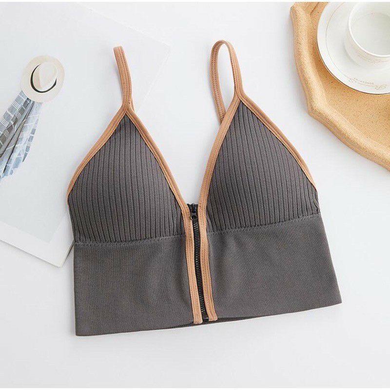 Áo Bra 2 Dây Chéo Lưng Kéo Khóa Trước