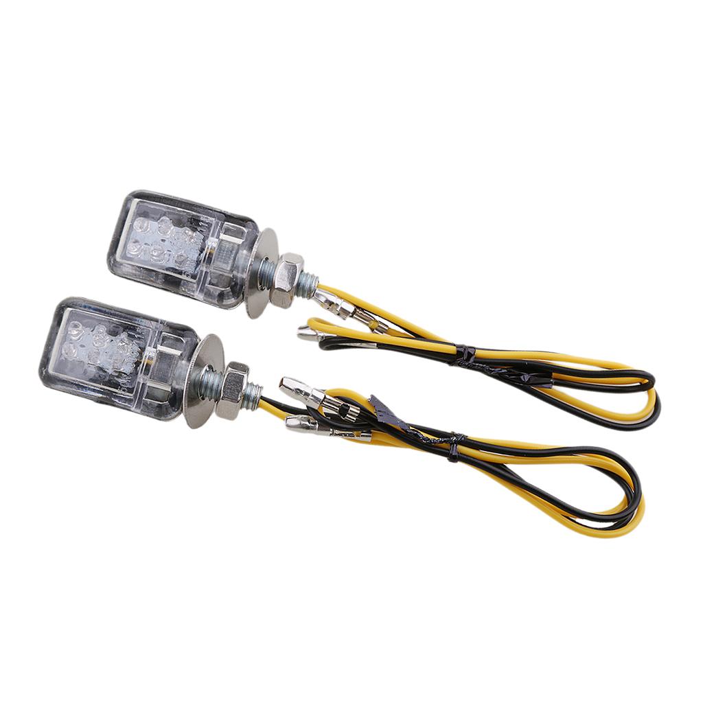 2PCS 12V Motorcycle 6 LED Mini Turn Signal Light Blinker Indicator Flash Lamp Amber Universal