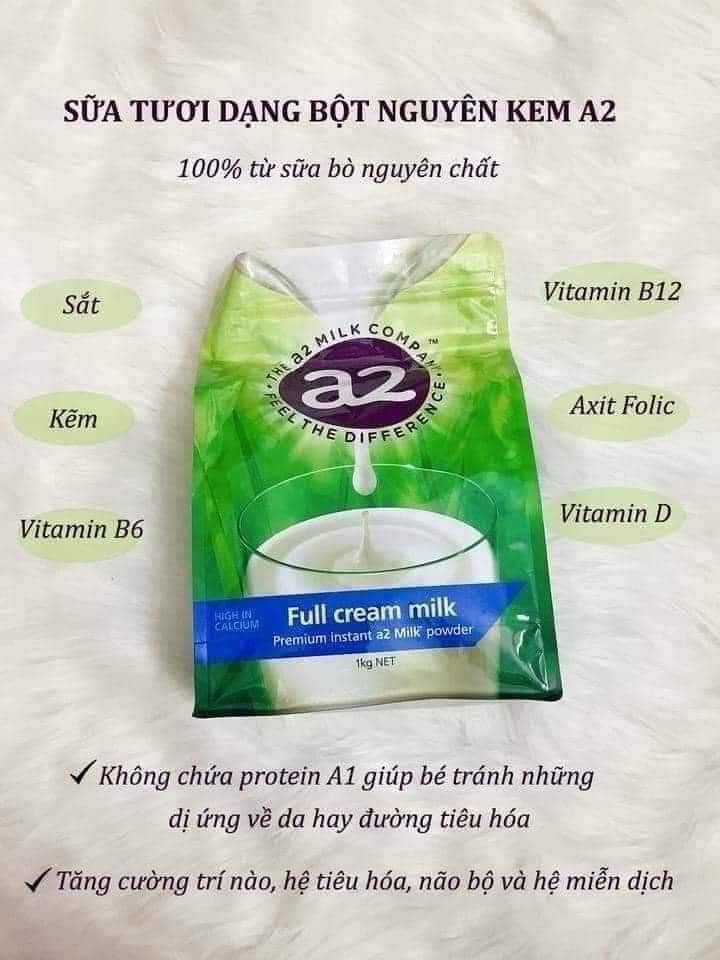 Sữa bột A2 Nguyên Kem - A2 Milk Powder Full Cream 1Kg