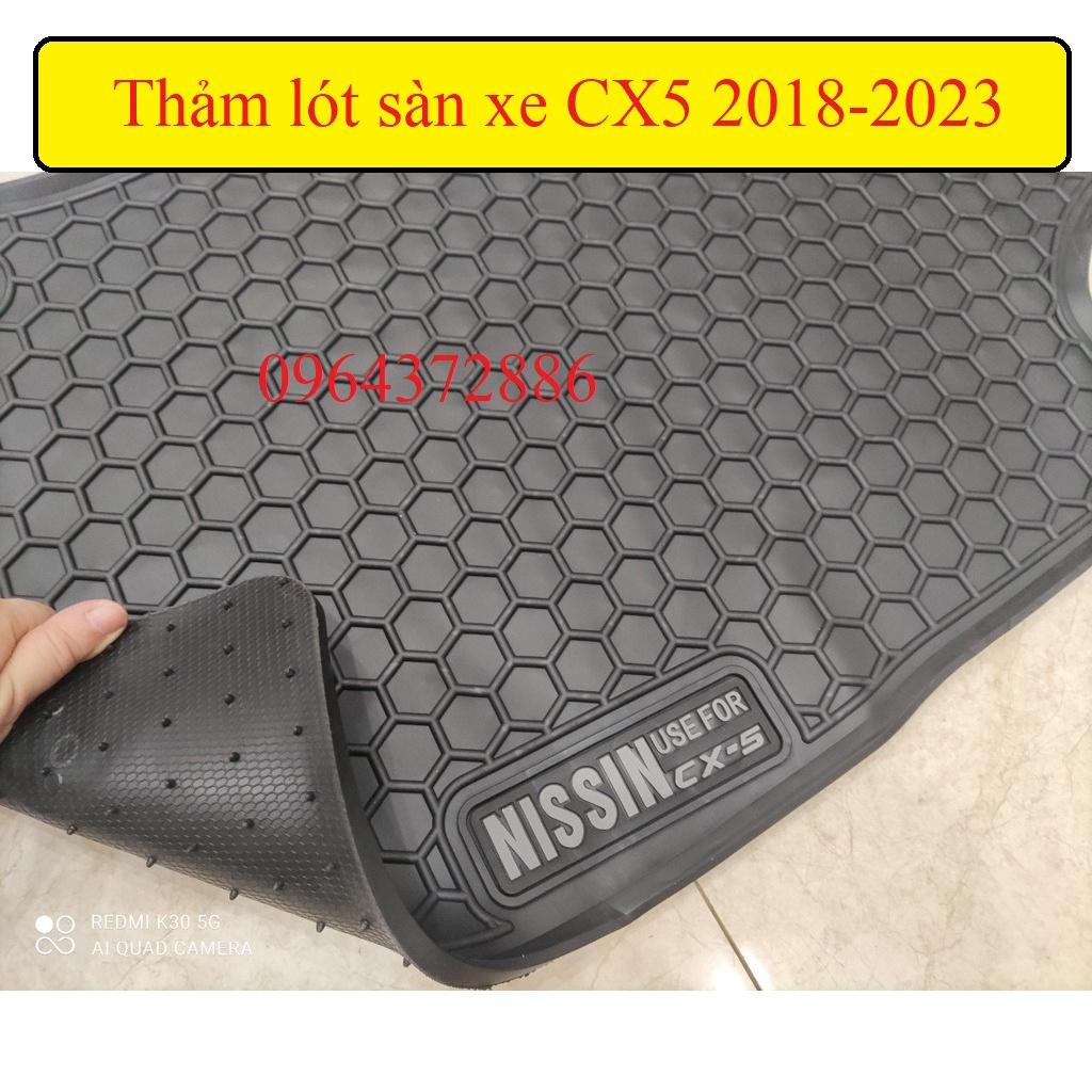 Thảm lót sàn cao su cho xe Mazda CX5 2014-2023 mẫu Tổ ong Chữ trắng