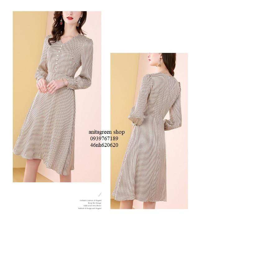Nh620620-ĐẦM XÒE CHẤM BI TAY DÀI