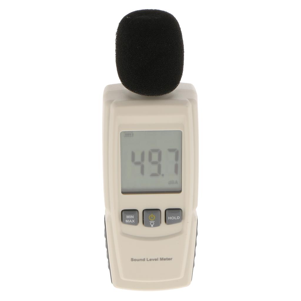 30-130dB LCD Digital Sound Pressure Level Meter Decibel Noise Tester White