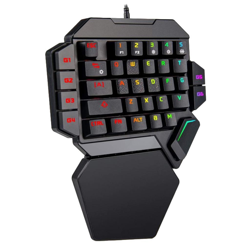 LED Backlit Keyboard Left One Hand Game Keyboard Keypad 35 Keys for PC