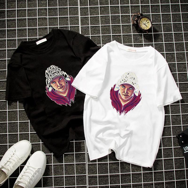 Áo thun unisex form rộng họa tiết mặt người vải dày mịn 2020T2511