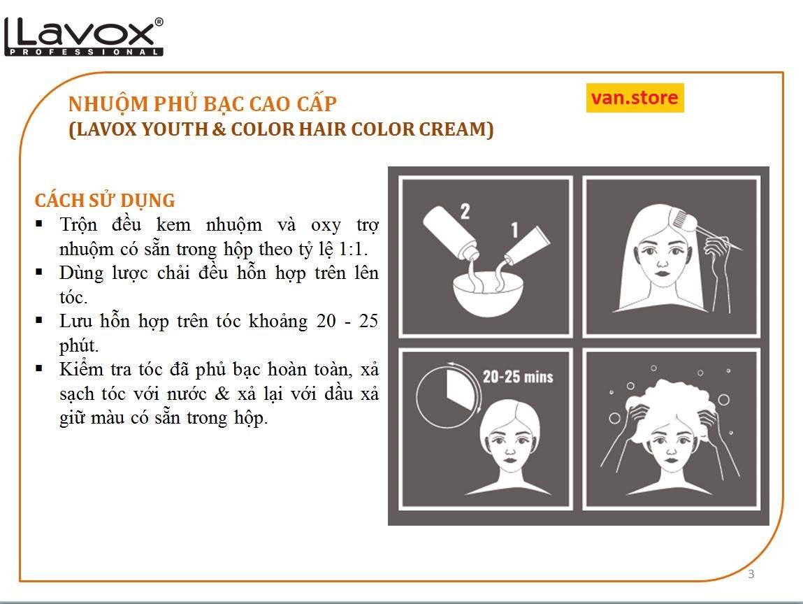Nâu Cà Phê(Nâu Sáng L5) - Kem Nhuộm Dưỡng Tóc Phủ Bạc Lavox Youth&amp;Color L5 - Màu Nâu Cà Phê (Mẫu Cũ Nâu Sáng)