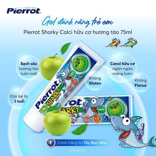 Gel đánh răng trẻ em Pierrot Sharky Calci hữu cơ hương táo 75ML