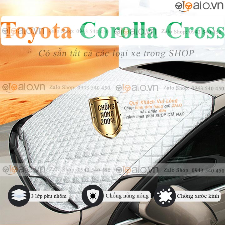 Tấm che chắn nắng kính lái ô tô Toyota Corolla Cross 3 Lớp Cao Cấp Chắn Nắng Cản Nhiệt