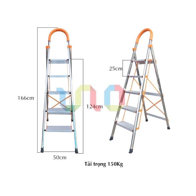 Thang nhôm ghế tay vịn khung inox 3,4,5 bậc chiều cao 0,7m đến 1,2m