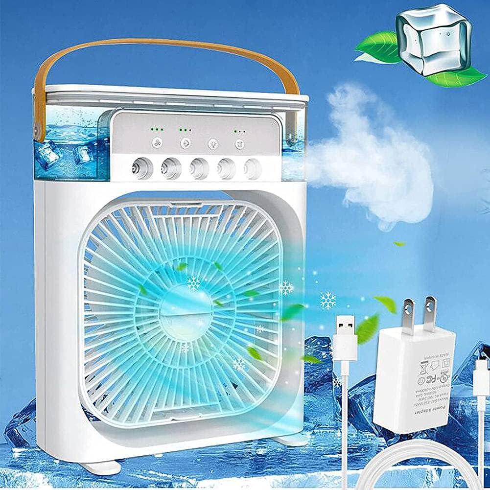 Quạt điều hoà hơi nước mini cool fan, quạt hơi nước làm mát phun sương để bàn 3 chế độ gió, dung tích bình lớn tích hợp đèn led, quạt phun sương mini để bàn