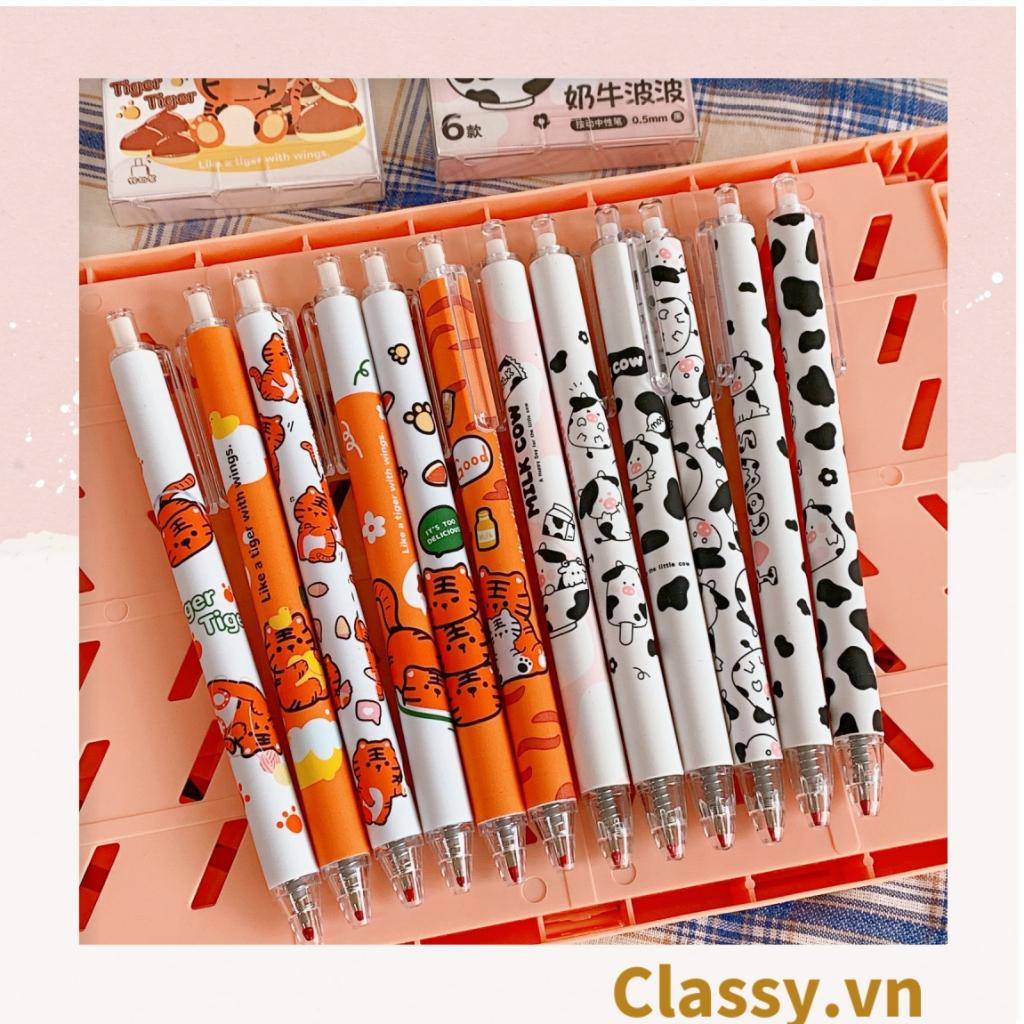 Bút gel Classy bấm 0.5mm họa tiết con hổ tết, tùy chọn cho sinh viên/nhân viên văn phòng PK1147