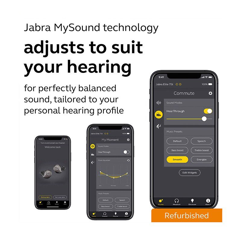 Jabra Elite Active 75t - Tai Nghe Bluetooth True Wireless Nghe Nhạc, Đàm Thoại, Chống Nước IP57, 4 Micro Tích Hợp Chống Ồn - Hàng Chính Hãng